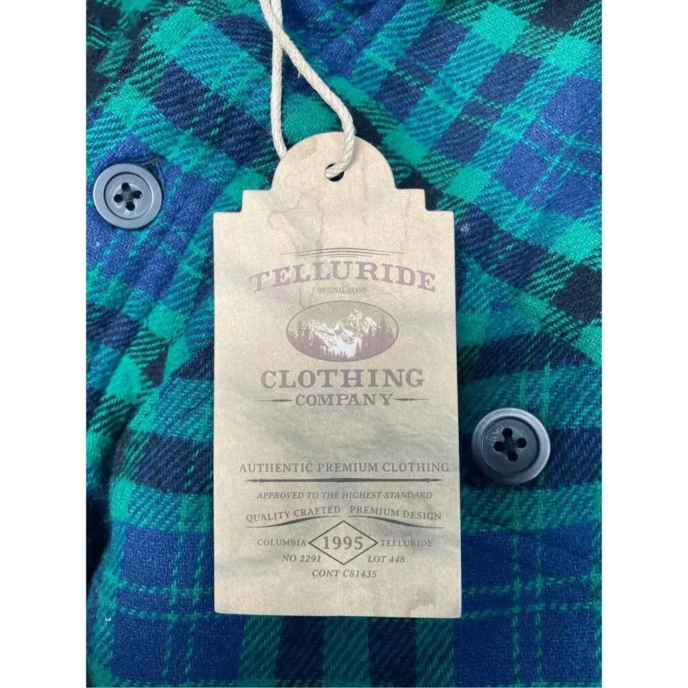 Telluride Clothing Company Green Blue Plaid Flannel Button-Front‎ Shacket M